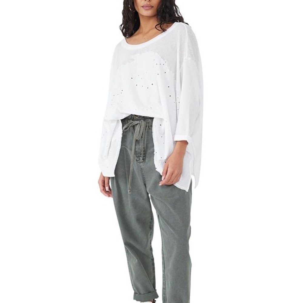 free people | palm tree dreams eyelet oversized top white s